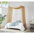 thumbnail image 3 of WARM HOME DESIGNS Set of 2 White & Gold Twin Canopy Bed Curtains in 55 x 360 Inch Size. BE White & Gold 360, 3 of 5