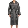 thumbnail image 1 of ALING Men's Bathrobe Premium Pajama Smooth Long Sleeve Sleepwear V-Neck Men Bath Robes, 1 of 1
