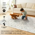 thumbnail image 6 of My Magic Carpet 6' Round Machine Washable Non-Slip Stain-Resistant Area Rug - Leilani Damask Ivory, 6 of 6
