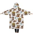 thumbnail image 2 of Oversized Wearable Blanket Hoodie,Highland Cow Barrel Boot Butterfly Pattern Sherpa Blanket Hoodie with Super Pockets,Super Warm Fuzzy Pullover for Women & Men, 2 of 6
