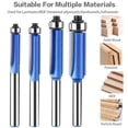 thumbnail image 4 of 4PCS Flush Trim Router Bit Set 1/4 Inch Shank Top Bearing Flush Trim Router Bit, 4 of 5