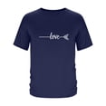 thumbnail image 2 of FRSASU Men’s Short Sleeve Shirts Crew Neck T-Shirt Love Print Casual Crew Neck Solid Basic Tops Navy, 2 of 4
