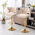thumbnail image 3 of Bar Stools Set of 2,Counter Height Bar Stools with with Button and Footrest,,Upholstered Armless Pub Dining Stools with Backrest for  Dining Room Home Bar Kitchen Island,Beige, 3 of 9