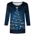 thumbnail image 5 of LEKWK Holiday Blouses for Women Dressy Christmas Xmas Tree Crew Neck 3/4 Sleeve Tops Snowman Shirt Women Christmas Snowflake Shirts for Women Christmas, 5 of 5