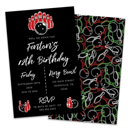 Personalized Black Bowling Birthday Party (Best Birthday Invitation App)