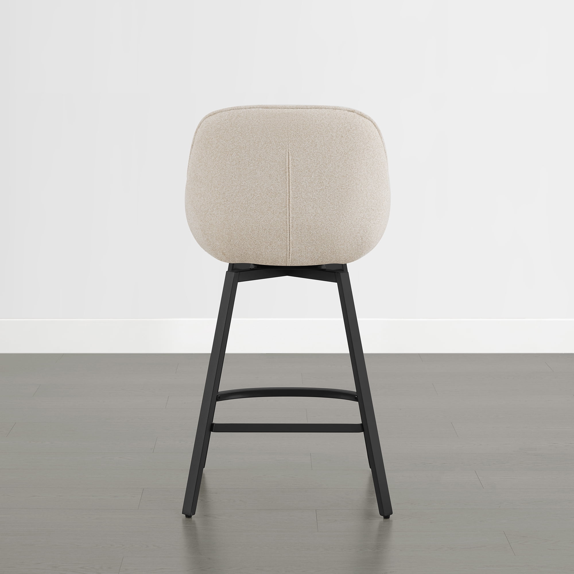 Spruce & Spring Modern Upholstered Bar Stool with Back, Metal Frame Counter Height Stool with Footrest for Kitchen Island Dining, Boucle Fabric, Set of 2, Sand