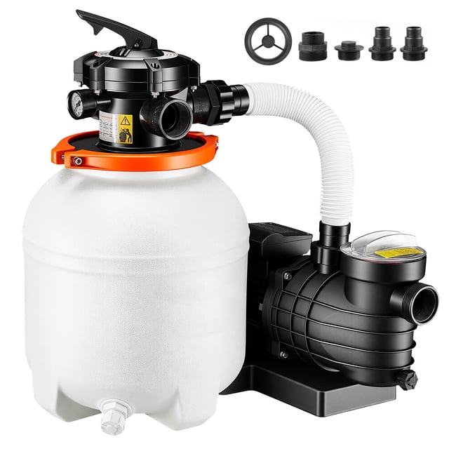 KFFKFF 13 in Sand Filter Pump for Above Ground Pool, 0.75 HP 3500 GPH, Swimming Pool Sand Filter Pump with Pre-Assembled Core & Leak-Resistant Design, 6-Way Valve