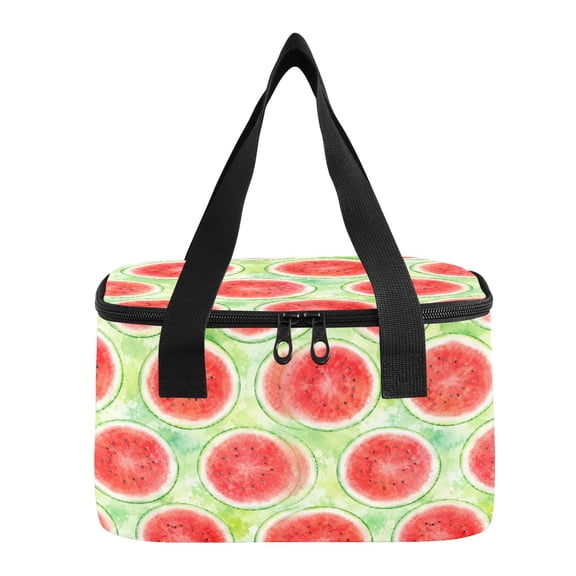 6L Insulated Lunch Bag Square Handheld Cooler Tote Fresh Watermelon Seamless Print Reusable Thermal Bag with Polyester & Aluminum Lining for Work Picnic Travel