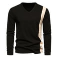 thumbnail image 2 of Blusas y camisas de manga larga con cuello en V para hombre, pulóveres casuales de retazos, camisetas de manga larga con cuello en V, blusas para hombre., 2 of 4