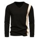 thumbnail image 2 of Blusas y camisas de manga larga con cuello en V para hombre, pulóveres casuales de retazos, camisetas de manga larga con cuello en V, blusas para hombre., 2 of 4