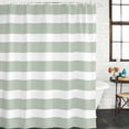 thumbnail image 2 of Sage Green Stripe Shower Curtain, Waterproof Shower Curtains for Bathroom, Modern Simple Geometric White Striped Washable Fabric Bathtub Curtain Set Bath Decor with 12 Hooks 48"x72", 2 of 8