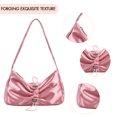 thumbnail image 2 of Bolsa De Hombro Bolso De Hombro Con Cordón Para Mujer, Bolso Informal Plisado, Bolso Brillante (Rosa) Tmvgtek Para Estrenar, 2 of 3