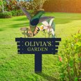 thumbnail image 3 of Personalized Humming Bird Flowers Garden Sign, Custom Metal Garden Signs for Outside, Custom Colorful Bird Garden Decor Art Yard Signs with Stakes, Custom Metal Name Sign Gift for Gardeners(10inches), 3 of 8