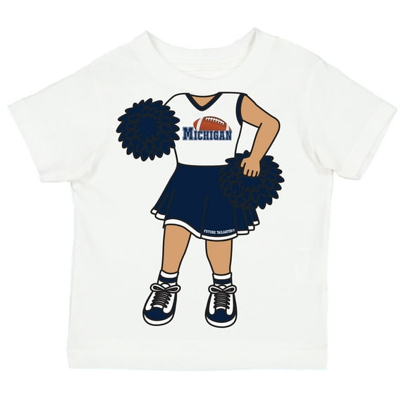 Future Tailgater Heads Up! Cheerleader Infant Toddler Youth T-Shirt for Michigan Fans