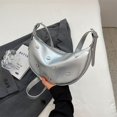 thumbnail image 4 of Bolso de hombro para mujer Bolso cruzado de PU Bolso elegante de media luna Bolso de mano femenino (Plata), 4 of 4