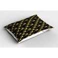 thumbnail image 2 of Ambesonne New Orleans Pillow Sham 2 Pack, Masquerade Pattern, 26"x20", Green Purple and Yellow, 2 of 3