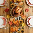 thumbnail image 4 of Fall Pumpkins Cotton Linen Rectangle Table Runners 13"x72", Thanksgiving Autumn Farmhouse Rustic Sunflower Coffee Table Runner Dresser Scarves Table Runners for Wedding Party Banquet Dinner Decor, 4 of 8
