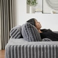 thumbnail image 5 of 75 Inch Corduroy Sponge Sofa Lounge Chair, Fluffy Modern Sleeper Chair for Indoor/Living Room/Bedroom/Apartroom, Grey, 5 of 8