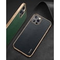 thumbnail image 3 of Compatible with iPhone 13 Pro Leather Case, Slim Luxury Business Style Retro Classic PU with Electroplate Shiny Gold Frame Soft Hybrid Bumper Shockproof Cover Protective Phone Case Black, 3 of 8