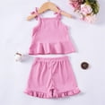 thumbnail image 4 of CYRBOKO Baby Girls Outfit Sets, Solid Color 2 Pieces Sleeveless T Shirts with Shorts Sets Hot Pink Size 3-6 Months, 4 of 8