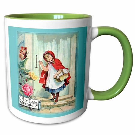 

3dRose Victorian Little Red Riding Hood - Two Tone Green Mug 11-ounce