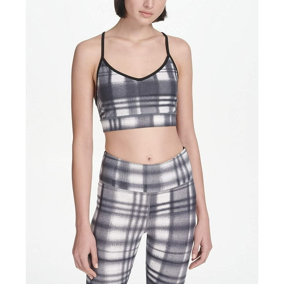 DKNY Womens Eclipse Plaid Sports Bra