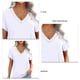 thumbnail image 5 of V cuello blusa manga corta guipure costura suelta blusa camisa superior para mujer verano blanco M, 5 of 5
