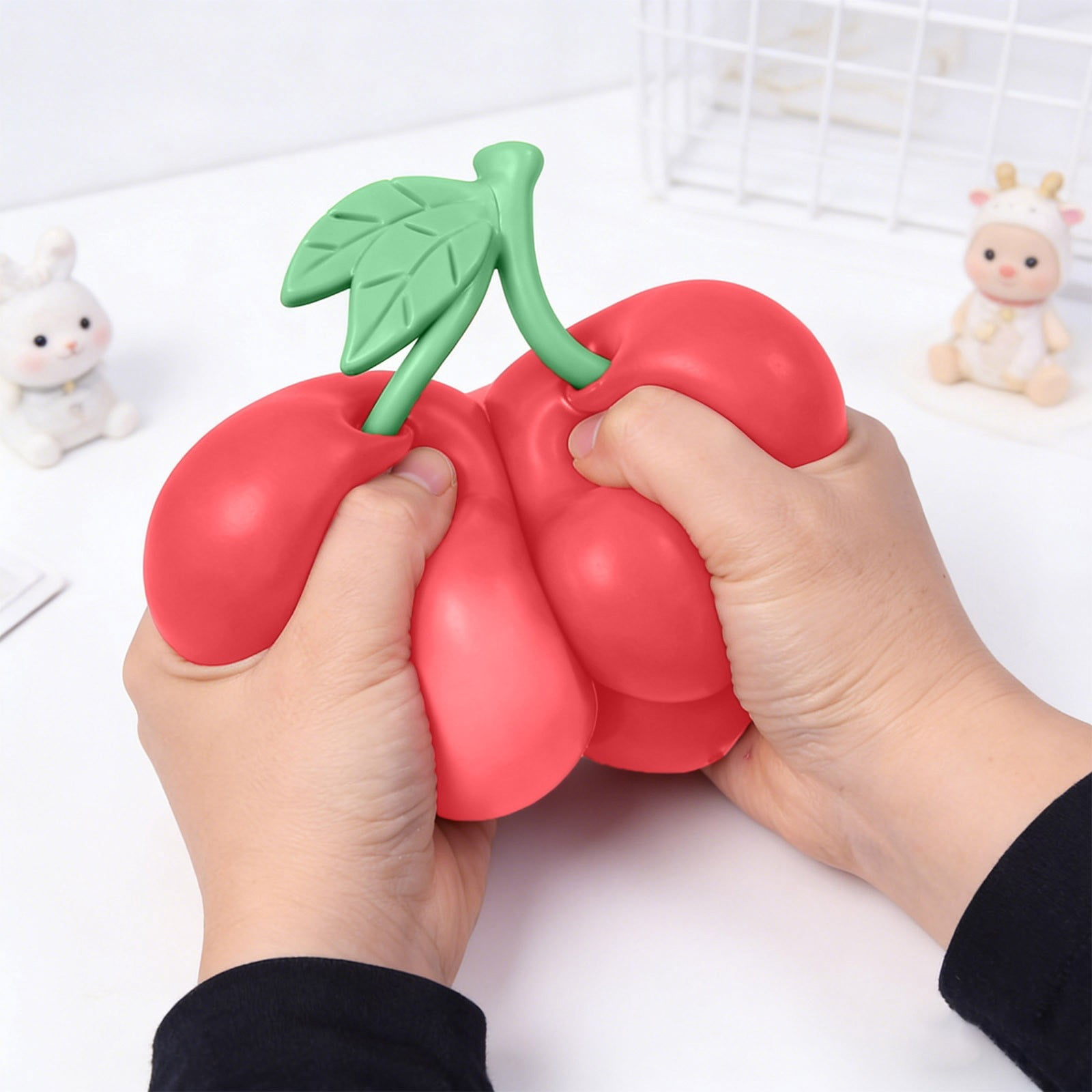 Large Cherry Squishy, Squeeze Fruit, Sensory Fidget Ball Soft Food Squeeze Ball Stress Relief Novelty for Adults