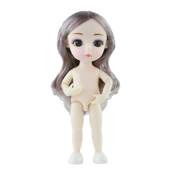Mini muñeca de 16 cm con pelucas y 13 articulaciones móviles - Adorable gris