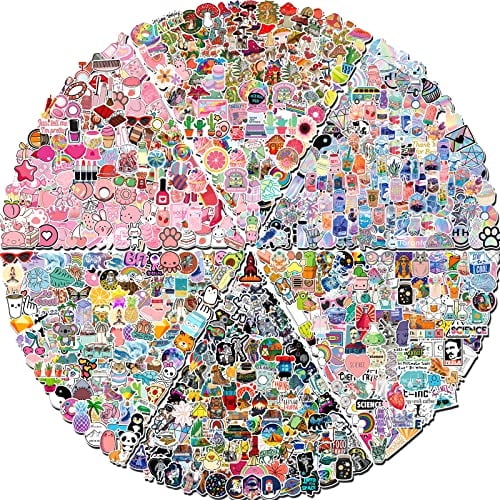 600 PCS Pegatinas - Lindas y coloridas, impermeables - Para botellas, skate, cuadernos, laptops - Adolescentes, niñas, niños y adultos