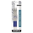 thumbnail image 2 of Zebra F-402 Ballpoint Pen, Retractable, Fine 0.7 mm, Blue Ink, Stainless Steel/Blue Barrel, 2/Pack, 2 of 3