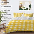 thumbnail image 3 of 3 Piece Yellow Plaid Duvet Cover Set Twin Size,Microfiber Comforter/Quilt Cover with Corner Ties and 2 Pillowcases,Watercolor Grid Checker Gingham Farmhouse All Season Bedding with Zipper Closure, 3 of 8