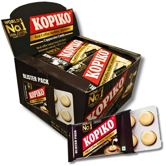 Kopiko Cappuccino Candy Blister BCF26 Pack Bulk Box - World's No. 1 Real Coffee Hard Candy - Real Coffee Anytime, Anywhere (Pack of 12, 1.13oz each)