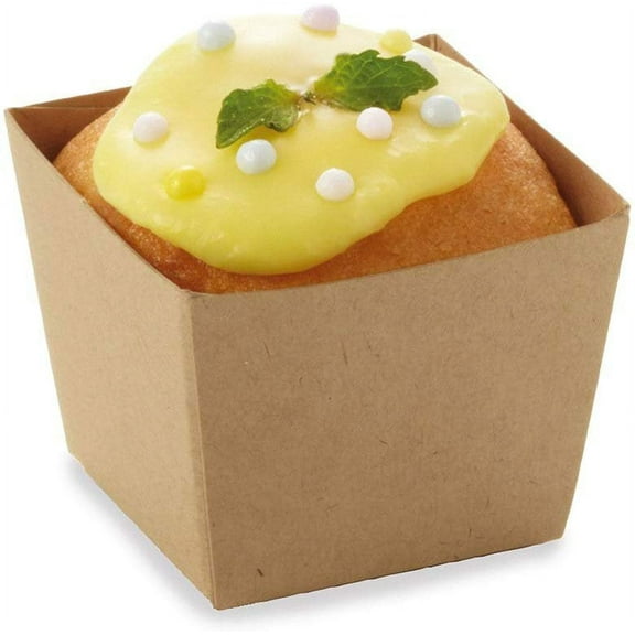 Welcome Home Brands BT51 Kraft Cube Paper Baking Cup 2.9 Ounce Volume, 1.6 Inch x 1.6 Inch x 1.6 Inch - Pack of 50