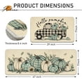 thumbnail image 3 of Hello Pumpkin Teal White Fall Kitchen Rugs Set of 2, Blue Autumn Plaid Check Truck Kitchen Mats Decor, Farmhouse Thanksgiving Floor Door Mat Home Decorations - 17x29 and 17x47 Inch, 3 of 6