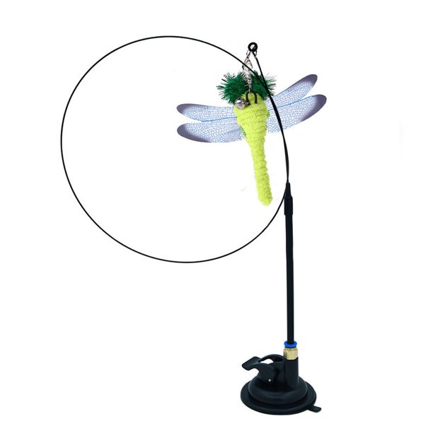 Juguete interactivo para gato, palo manos libres, Varita Teaser, ventosa, pájaro, pluma, suministros para mascotas