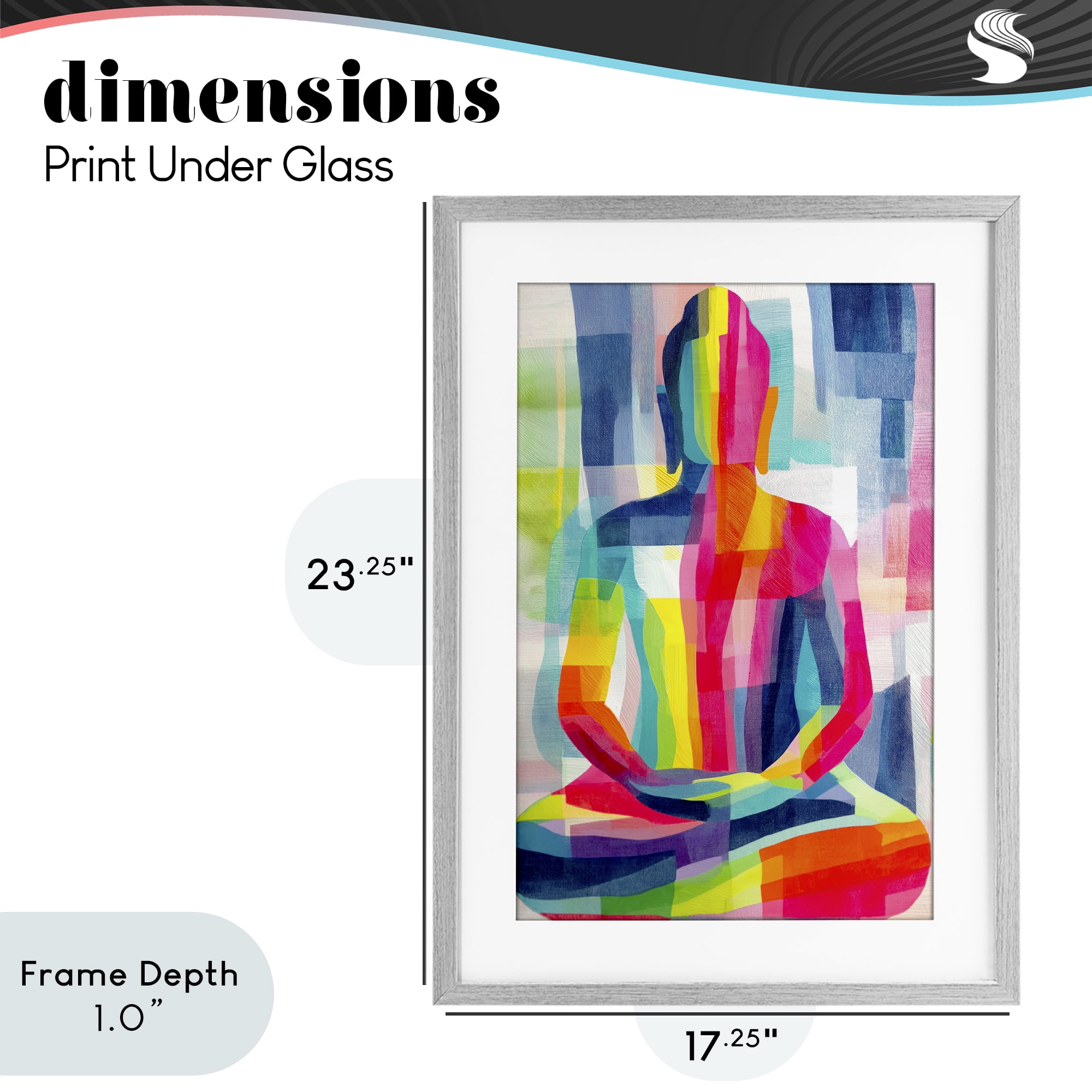 Stupell Industries Geometric Buddha In Spectrum Gray Framed Print Under Glass, design by Chromatic Storm Studio