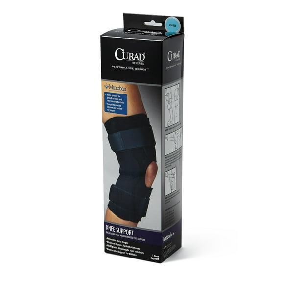 Curad Hinged Knee Support with Microban, Black, Small