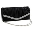 thumbnail image 4 of Pochette de Soirée de Mariage Plissée en Satin pour Mariée avec Strass BK, 4 of 4