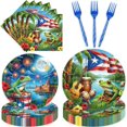 thumbnail image 1 of Princess Birthday Party Decorations, 96 Pcs Four Ever a Princess Plates and Napkins Forks Tableware Set, Girls 4th Birthday Party Supplies Disposable Plates Set for 24, 1 of 7