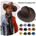 thumbnail image 2 of Jumpingount Gorras de vaquero, buena transpirabilidad, sombrero de estilo occidental para hombres, Kit de juego de rol, suministros de Cosplay, Sombreros verde oscuro, 2 of 6