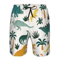 thumbnail image 4 of Kll Dinosaurs And Tropical Leaves Men'S Casual Summer Beach Shorts Hawaiian Shorts With Pockets-Small, 4 of 9