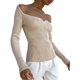 thumbnail image 2 of TRKIYQC Mujeres Otoño Prendas De Punto Delgadas, Color Sólido Acanalado Fuera Del Hombro Manga Larga Cuello Cuadrado Moda Tops Suéter TRKIYQC  moda, 2 of 6