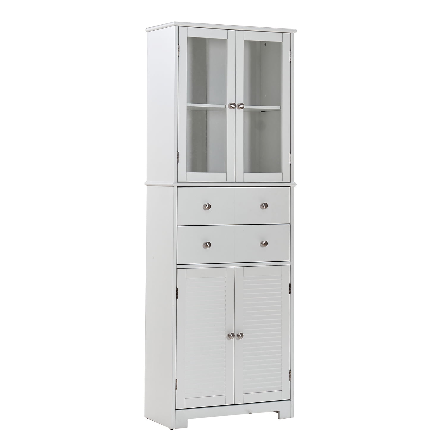 Mintazer 67" Tall Kitchen Pantry Cabinet with Doors, Freestanding Storage Cabinet with 2 Drawers & Adjustable Shelf for Kitchen Bathroom Craft Room, White