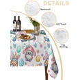 thumbnail image 5 of Easter Gnomes Eggs Suqare Tablecloth - 54 x 54 Inch, Bunny Ears Spring Flowers Country Rustic Waterproof & StainResistant Tablecloth, Washable Oil-proof Table Cover for Dining/Party/Wedding/Buffet, 5 of 9