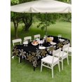 thumbnail image 3 of Outdoor Tablecloth with Umbrella Hole and Zipper, Christmas Black Rectangle Table Cloth 60x102 Inch Waterproof Tablecloth, Xmas White Golden Snowflakes Retro Rustic Picnic Table Cover for Patio, 3 of 7