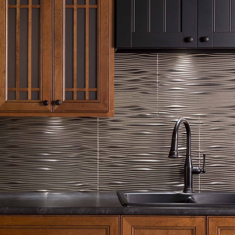 Waves Pattern Backsplash FASÄDE Waves S Gloss White - 18x24 Inch Vinyl ...