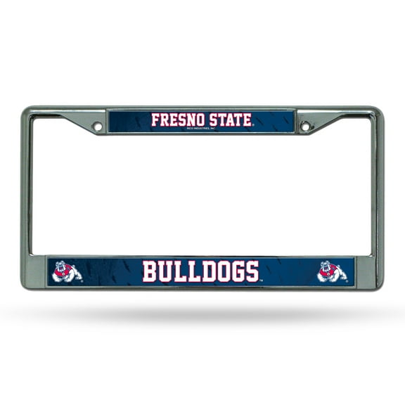 Fresno State NCAA Bulldogs - 12" x 6" Standard Size - Chrome Metal License Plate Frame