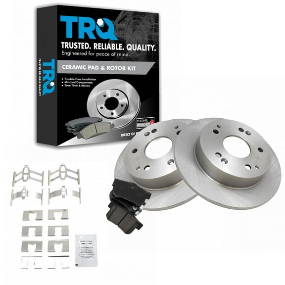 TRQ Rear Brake Pad & Rotor Kit Brake Pads Brake Rotor Ceramic Fits Select 1997-2001 Acura Integra 2002-2006 RSX 1998-2002 Honda Accord 2004-2005 Civic