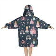 thumbnail image 2 of Dark Blue Princess Castle Night Pattern Blanket Hoodies for Kids 6-13YR Oversize Wearable Blanket Hoodies for Boys Girls Teens, 2 of 7